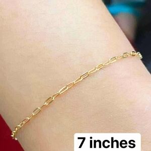 14K Solid Gold Delicate Paper Clip Bracelet by Stampd ✨EUC✨ 7.5”